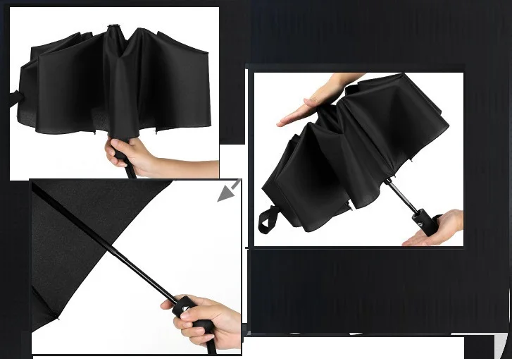 Wholesale promotional black 3 fold small sun Oem Custom folding clear rain uv automatic foldable umbrella logo print