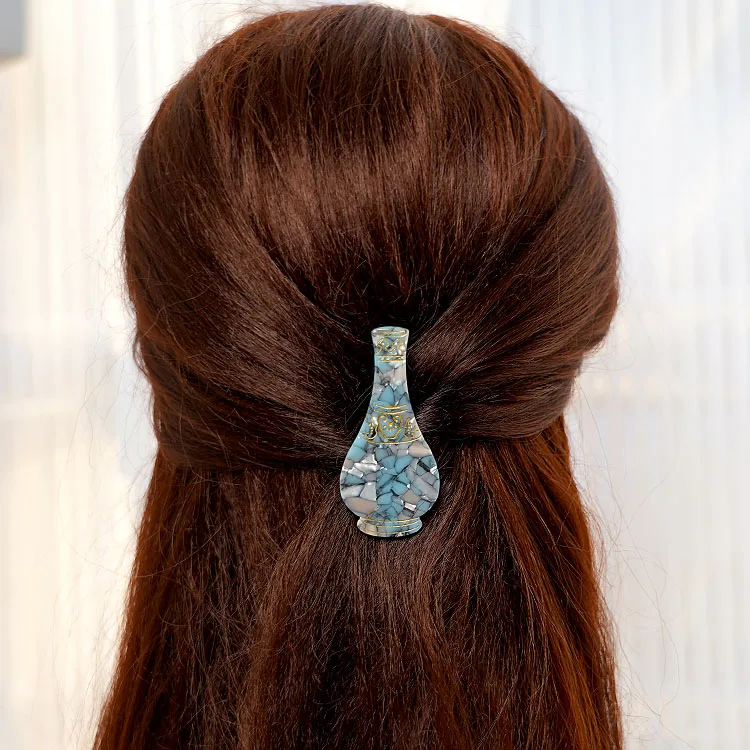 CANYUAN Personalized design 6.6cm custom pattern vase acetate hair clip temperament unique ladies claw clip custom wholesale