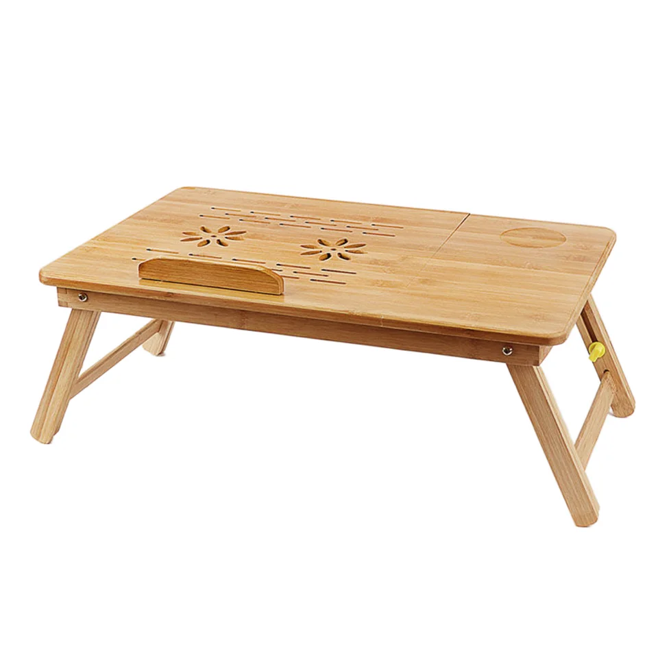 Factory Wholesale Adjustable Bamboo Laptop Tablet PC Stand Table Folding Bed Tray Foldable Laptop Desk With Cooling Fan