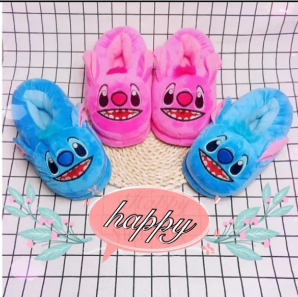 High quality cute House Autumn And Winter Comfortable Cotton Cartoon Plush Toy  Stitch Women Slippers