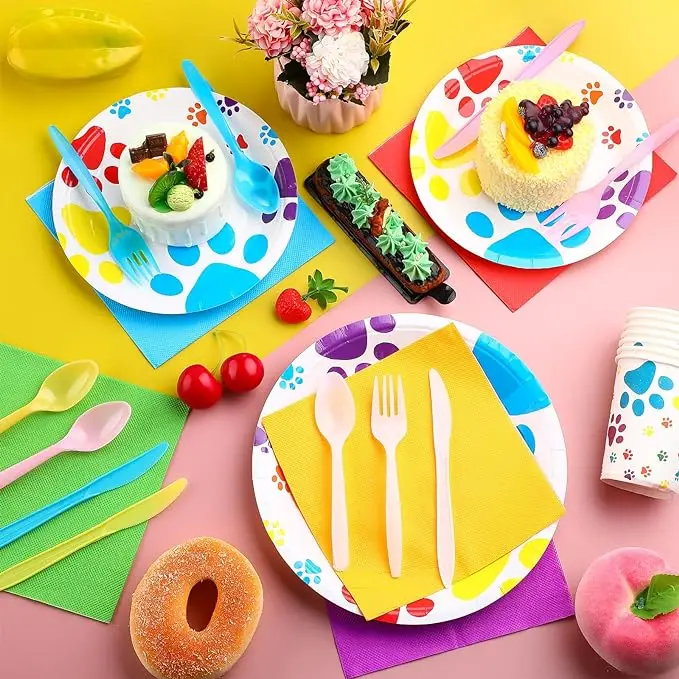 Good Value Plastic Knife Fork and Spoon pink Blue Suitable for Takeaway Packing