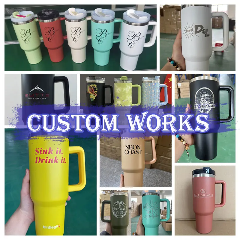 Custom logo 40oz beer mug Stainless Steel Vacuum Insulated tumbler with Handle