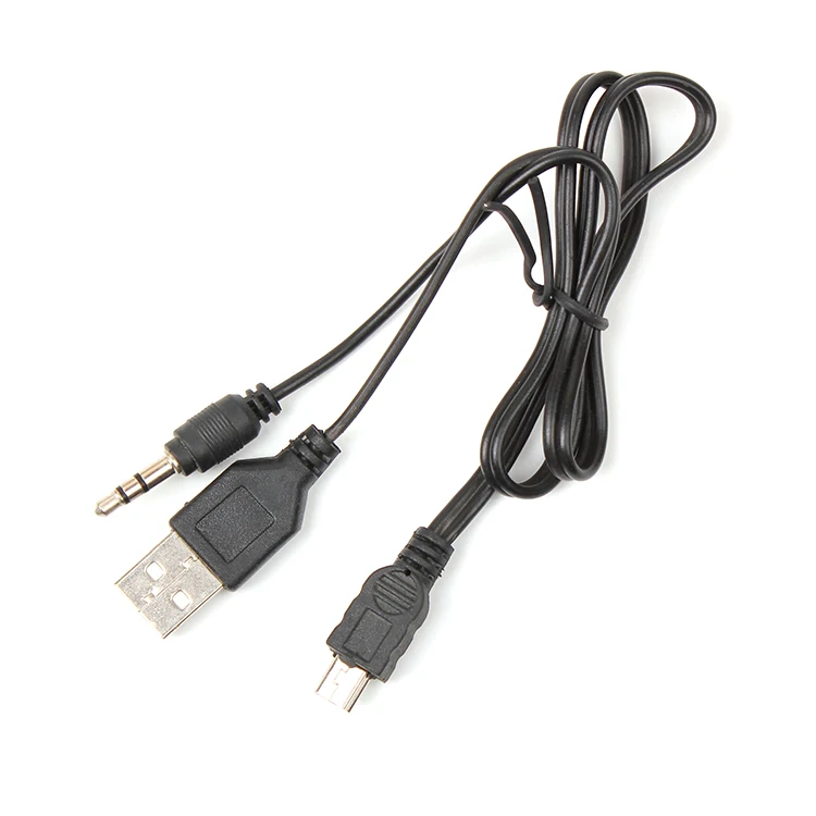 Customize 2 to 1 USB charge cable USB connector audio aux 3.5mm connector to V3 connector power charging cables