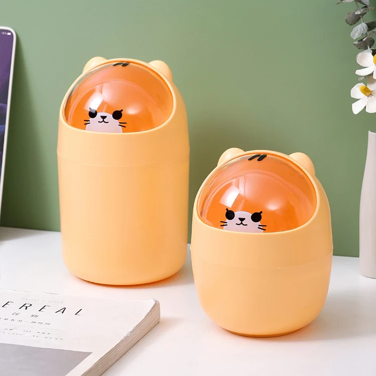 Cartoon bear home decoration novelty clamshell mini desktop trash can decorative storage box