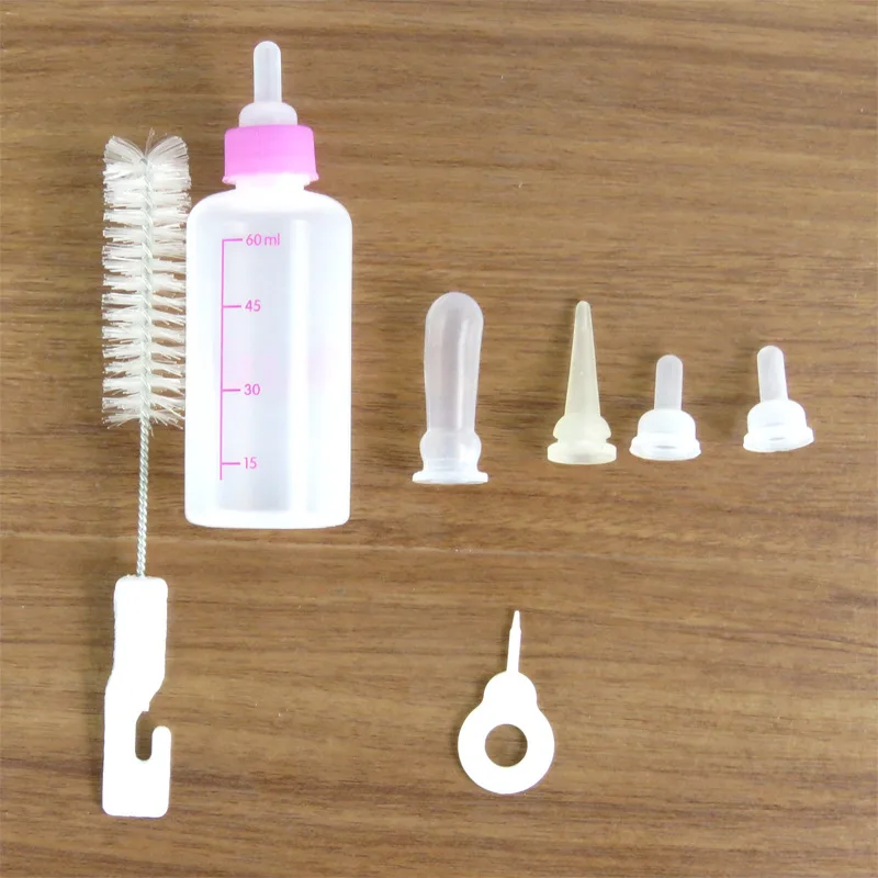 Cat Puppy Milk Water Nursing Bottle Waterer Feeder Kit With Extra Nipples and Brush