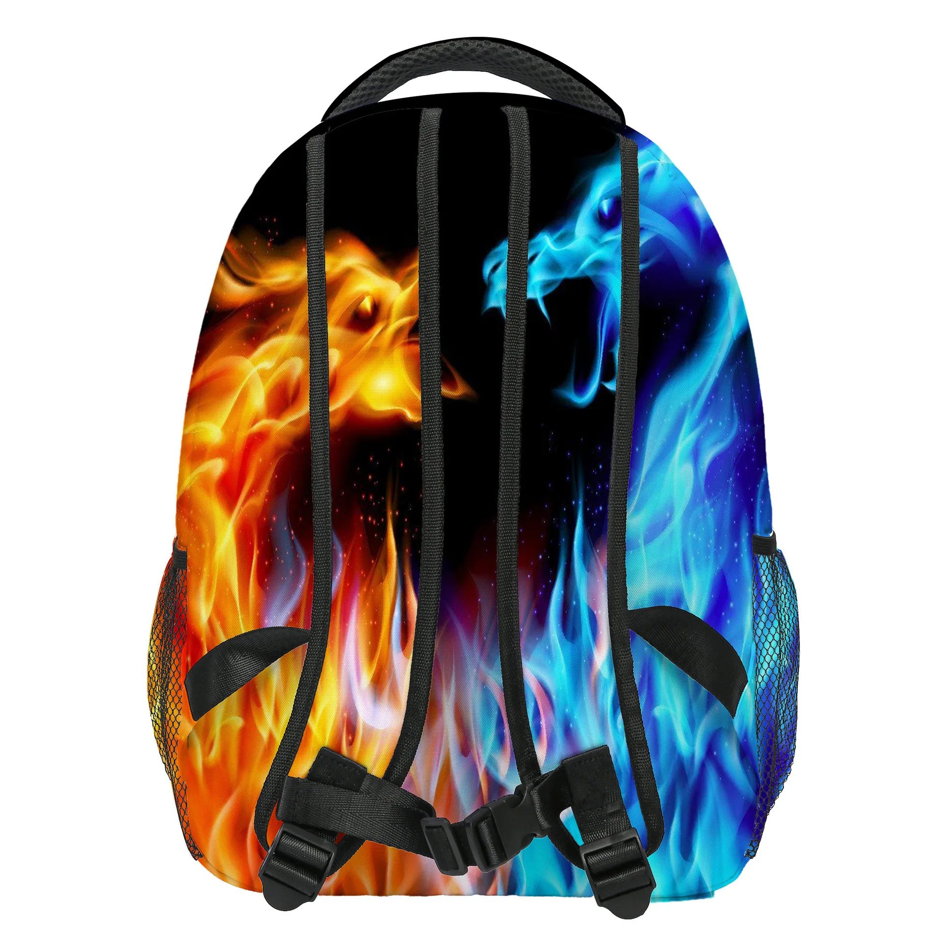 Yuhong Red Blue Fire Dragon School Laptop Backpack Teens School Bags Animal Water Resistant Bag
