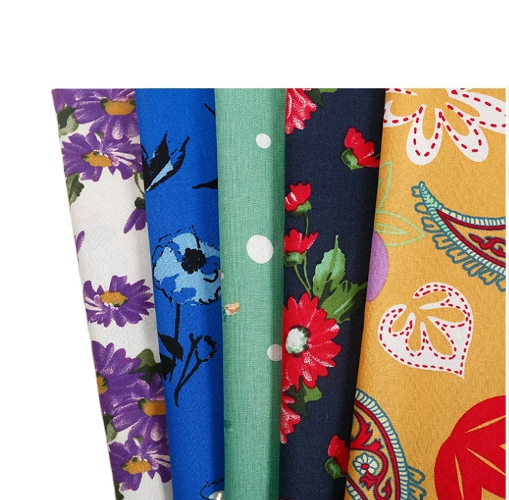 10s many desgin digital Printing organic linen viscose fabric for women dress