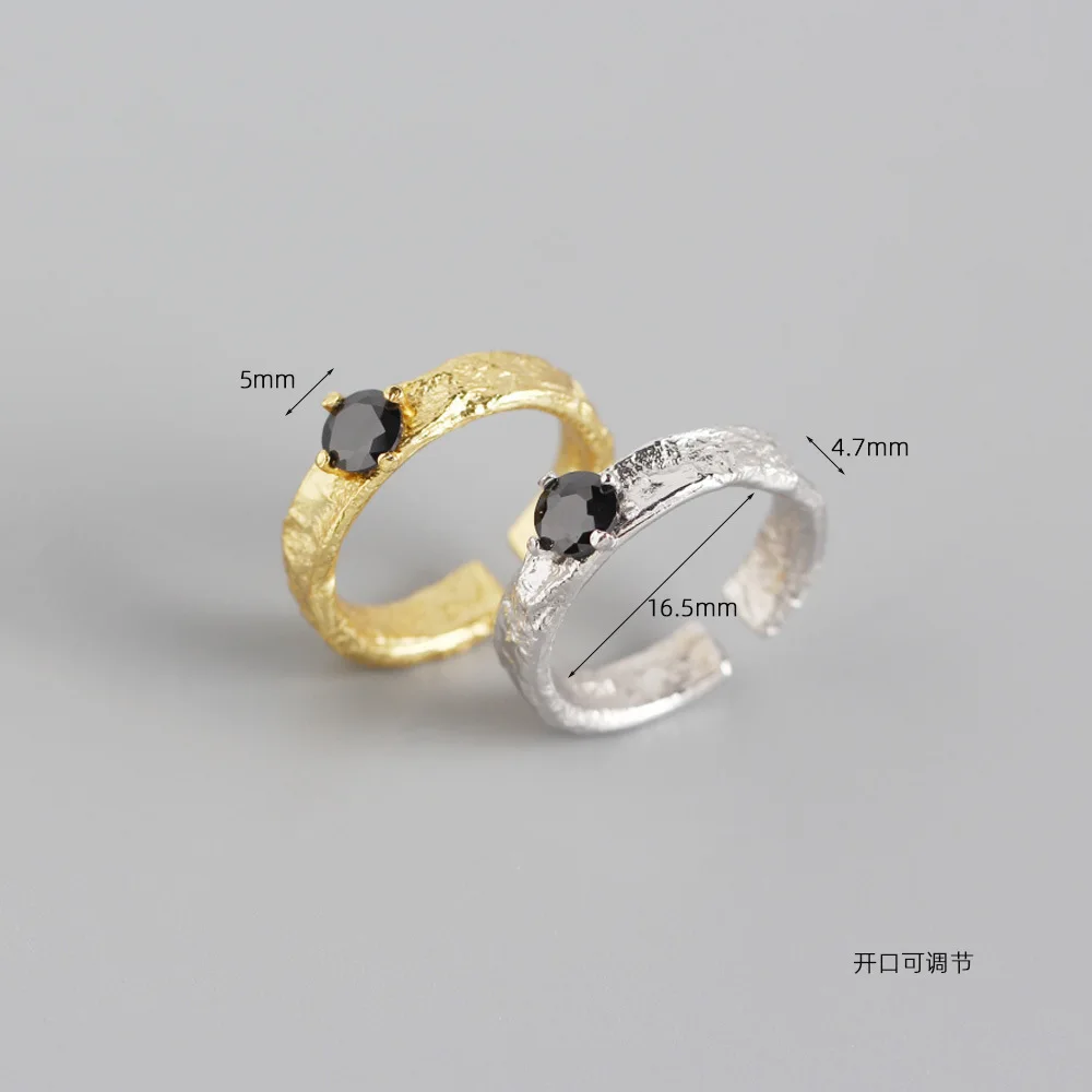 Custom S925 Sterling Silver INS Diamond Irregular Foil Paper Grain Design Ring