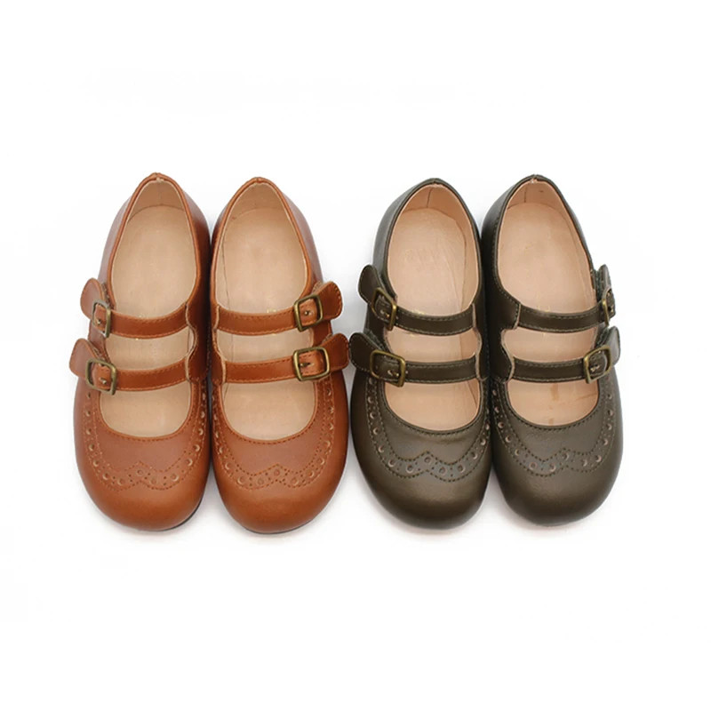 Wholesale custom Girls Flats Kids Genuine Leather Mary Jane Children Dress Shoes Genuine Leather shoe