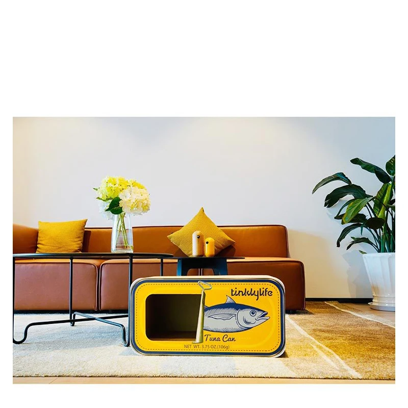 Colorful Fish Can Shape Cat Nest Scratching Board Cat Bed