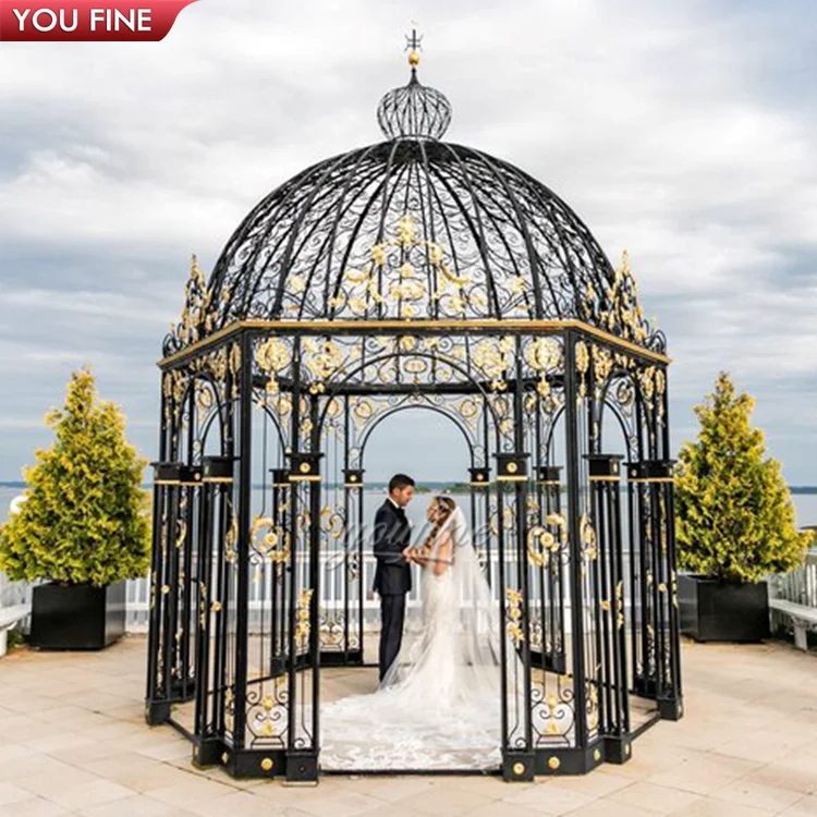 Outdoor Event Used Round Metal Decorated Wrought  Iron Gazebo