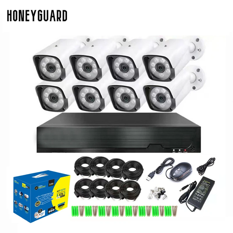 Wholesale 8 pcs 5MP Security POE Camera Wireless CCTV System Wireless Kit 8CH NVR Kits 8 Channel Camera De Surveillance
