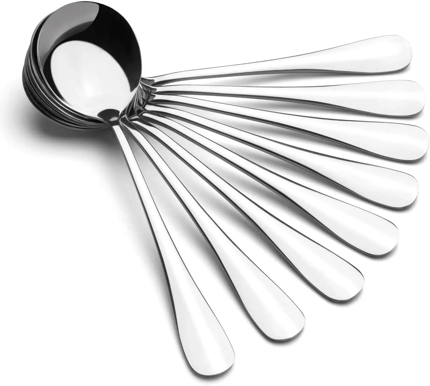 Soup Spoons, AmoVee Wholesale Stainless Steel Alpha Round Spoons