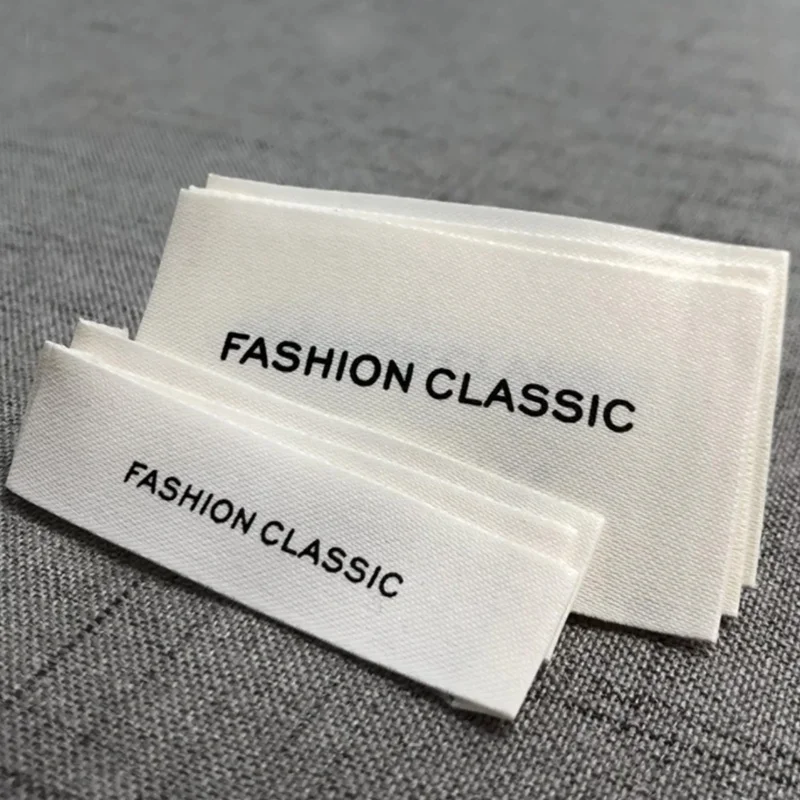 Custom Fashion Logo Cotton Tag Clothes labels Iron On Garment Labels Satin Labels For Clothing
