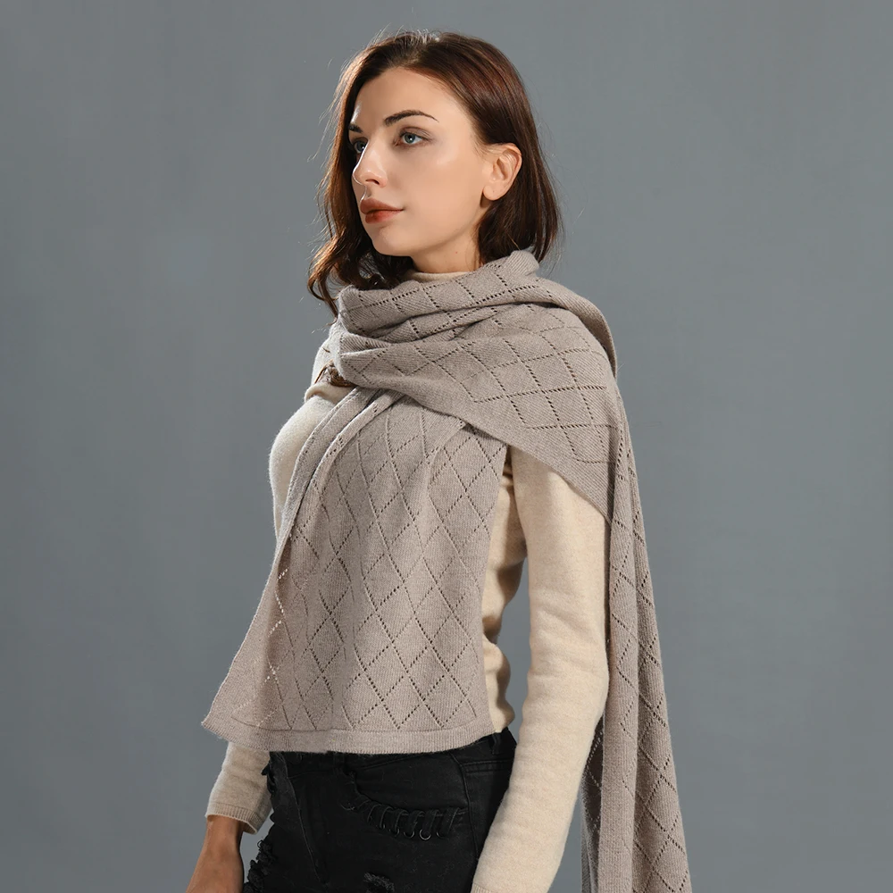 Оптовая продажа с фабрики роскошный монгольский кашемировый шерстяной однотонный шарф шаль пончо женский большой