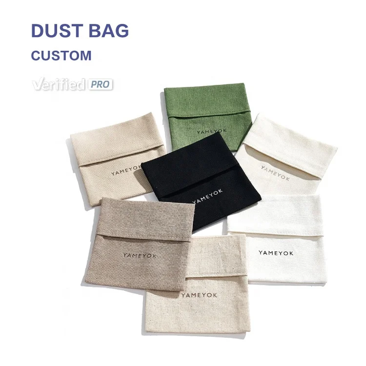 Huahao wholesale small jewelry pouch gift canvas cotton file envelope dust bags covers with customized logo print