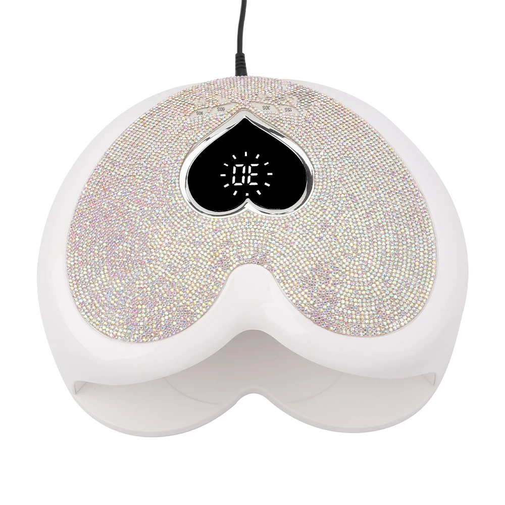 96W Diamond Pink Heart Shape UV LED Nail Lamp with Rhinestones Professional UV Gel Dryer