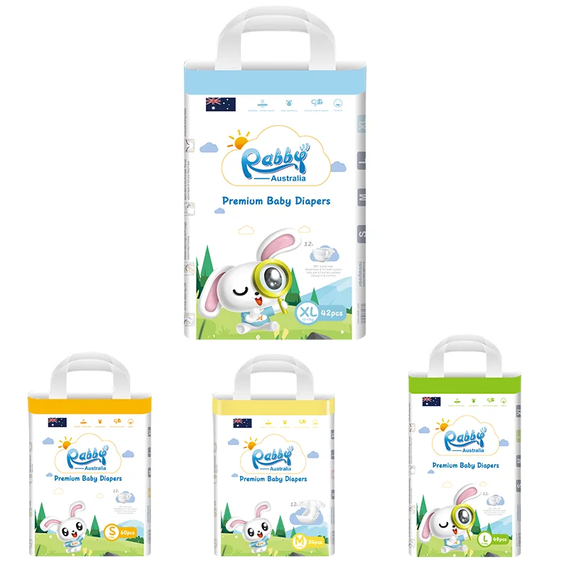Rabby fast Absorption Pampering Baby Tape Diapers  and Pants  in stock OEM custom cheap price  nappy diaper