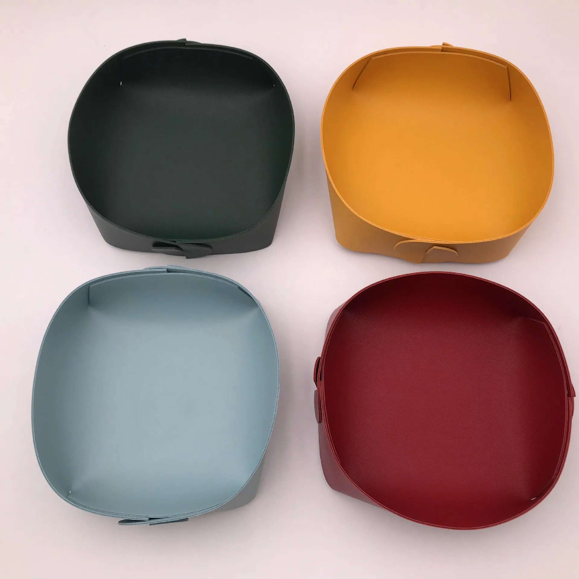 Coin caddy leather tray watch key jewelry leather entrance door living room coffee table desktop small sundries storage tray