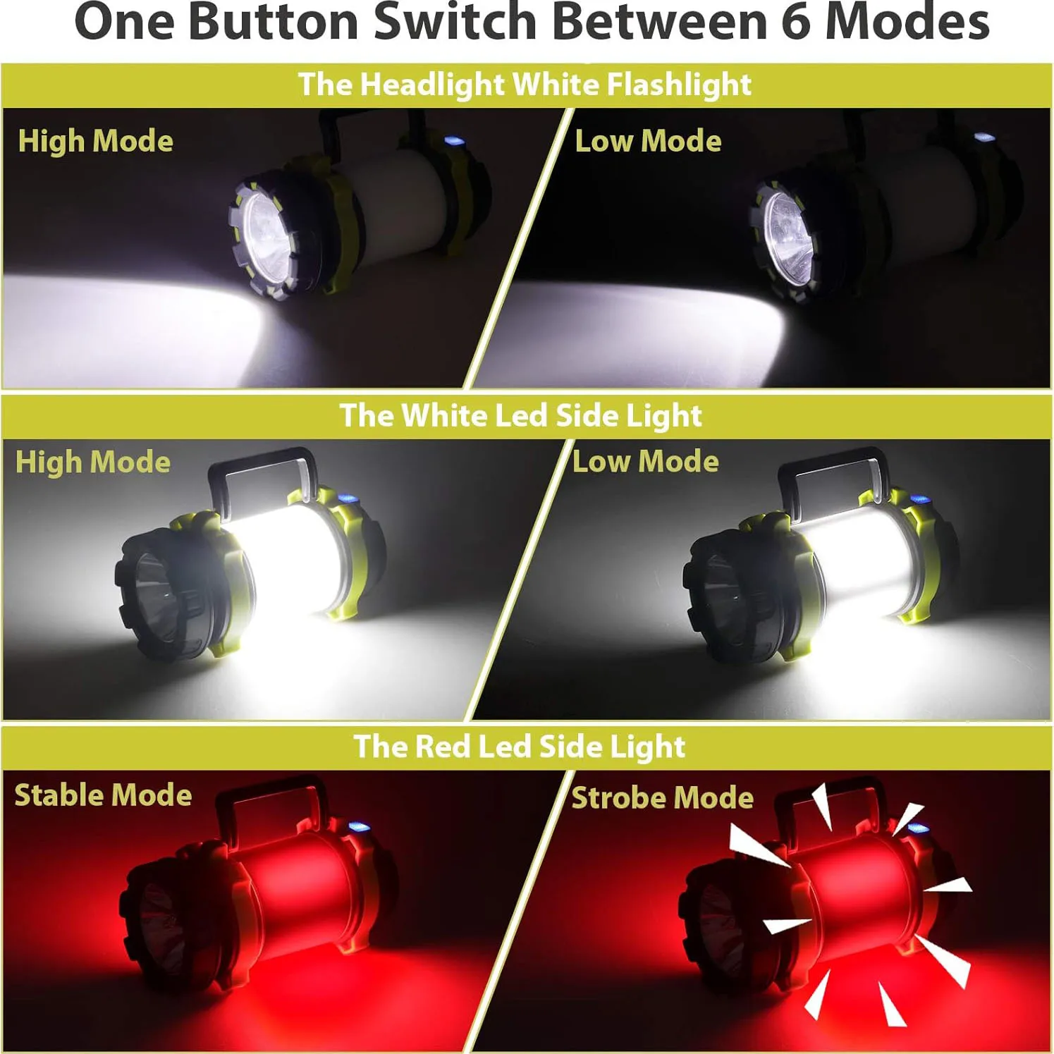 Camping Lantern, Outdoor Led Camping Lantern, Rechargeable Flashlights with 1000LM, 6 Modes, 4000mAh Power Bank