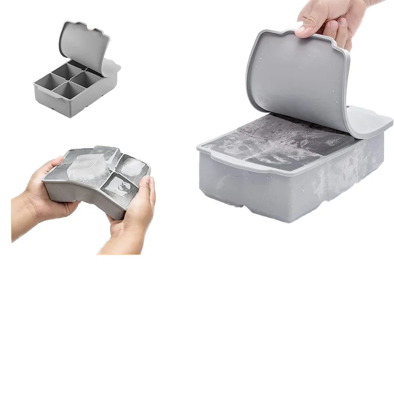 BPA-Free Premium Six-Compartment Ice Cube Tray-Durable Gray Silicone for Easy Ice Release And Clean