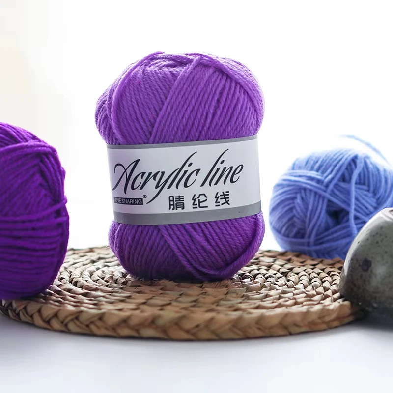 Wholesale 100% Acrylic Yarn For Hand-Knitted And Crochet 4 Ply Yarn Crocheted Slippers Cushion Doll Carpet Blended Yarn
