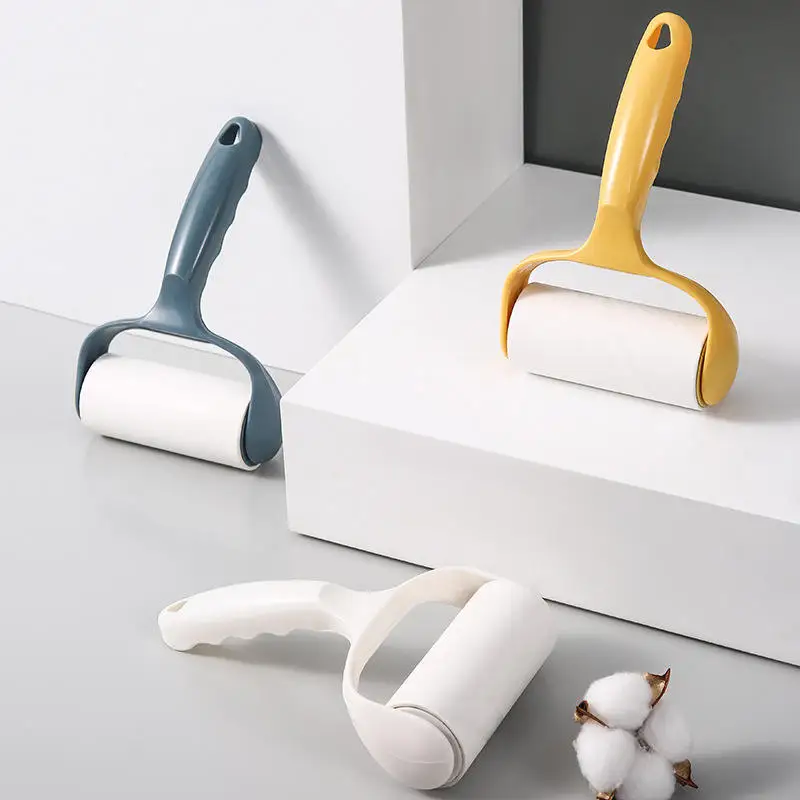 Portable Metal Frame Lint Roller with Refillable Sticky Sheets for Pet Hair and Dust Removal