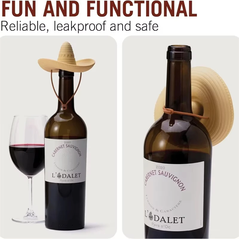 Creative Silicone Cowboy Hat Wine Stoppers Leak-Proof Beverage Sealer Cap Plug Kitchen Bar Accessories Champagne Beer Bottles