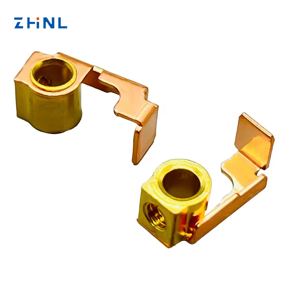 Factory custom OEM precision electric stamping part, brass stamping parts of socket/switch spring terminal contact