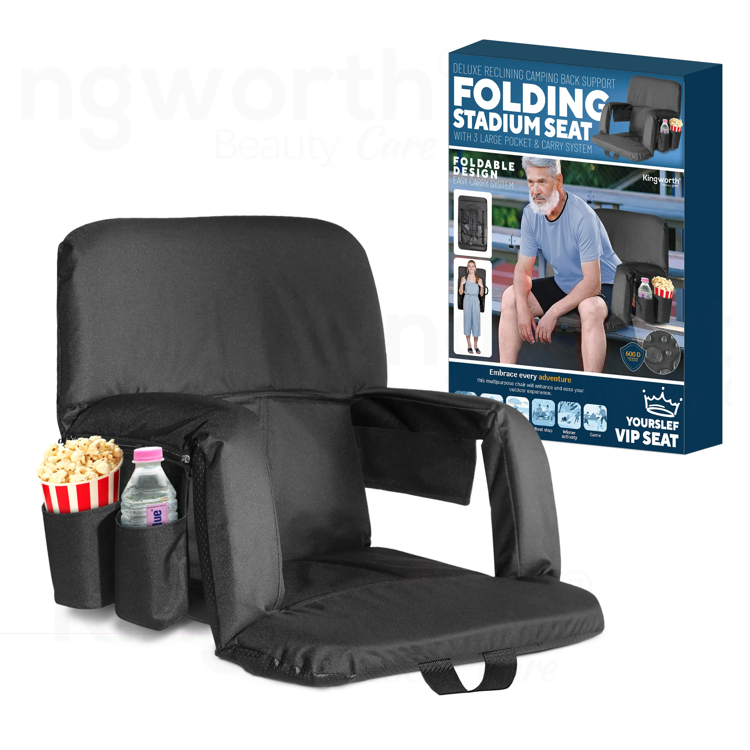 Kingworth Waterproof 100% Polyester Lightweight Padded Seat Stadium Seat Portable Stadium Seat Cushion
