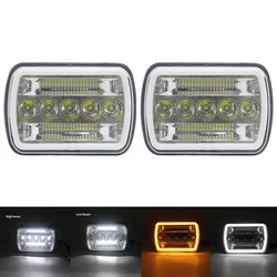 5x7 7x6 inch Square LED Headlamp Angel Eyes DRL Turning Replaces for jeep cherokee xj headlight