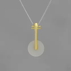 925 Sterling Silver Classical Instrument Jade Pendant Fashion Charms Silver Jewelry