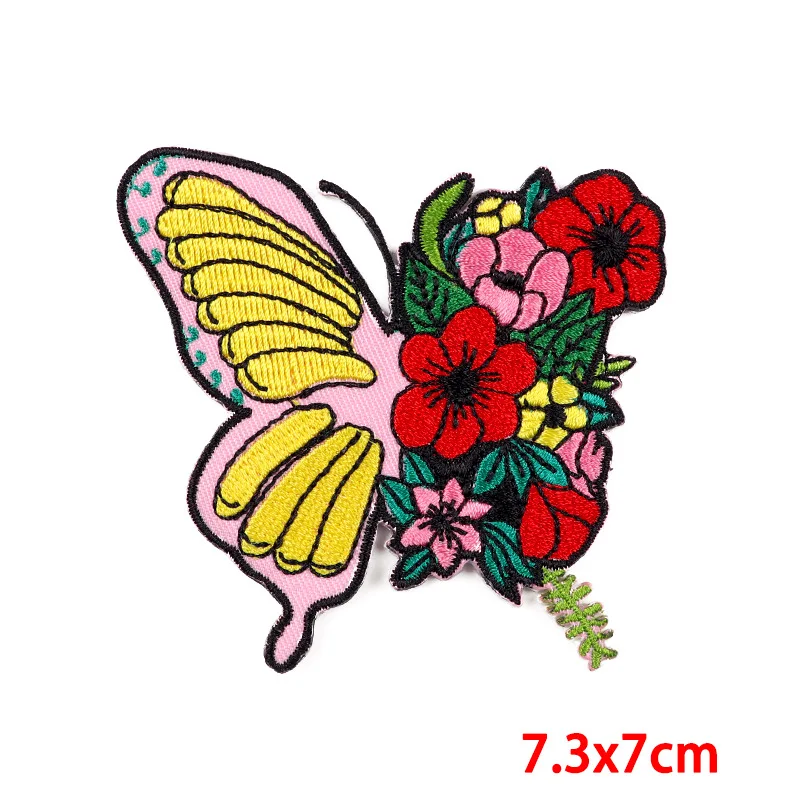 One Piece Colorful Rose Flower Embroidery Patches Embroidered Patch with Custom Words for Bag Garment