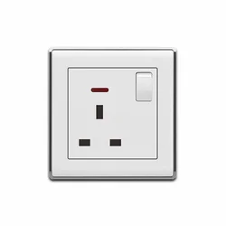 UK Standard Ivory White/Gold Maximum Voltage 220-250V 3 Pin European Safety Plug Socket