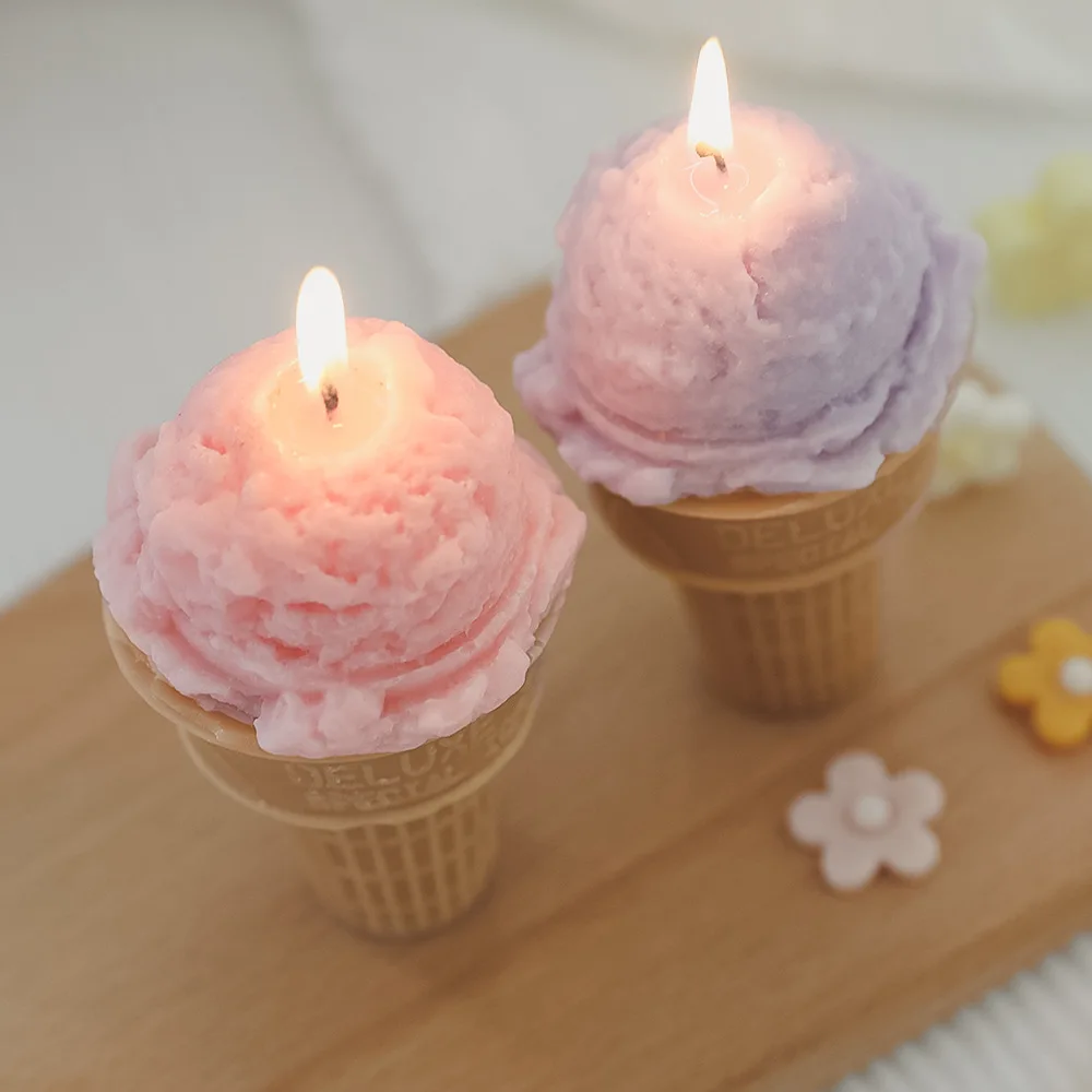 AHMH Ins Style Novelty Gifts Party Novelties Soy Wax Candles Ice Cream Cone Aromatherapy Decoration Handmade Gift Scented Candle