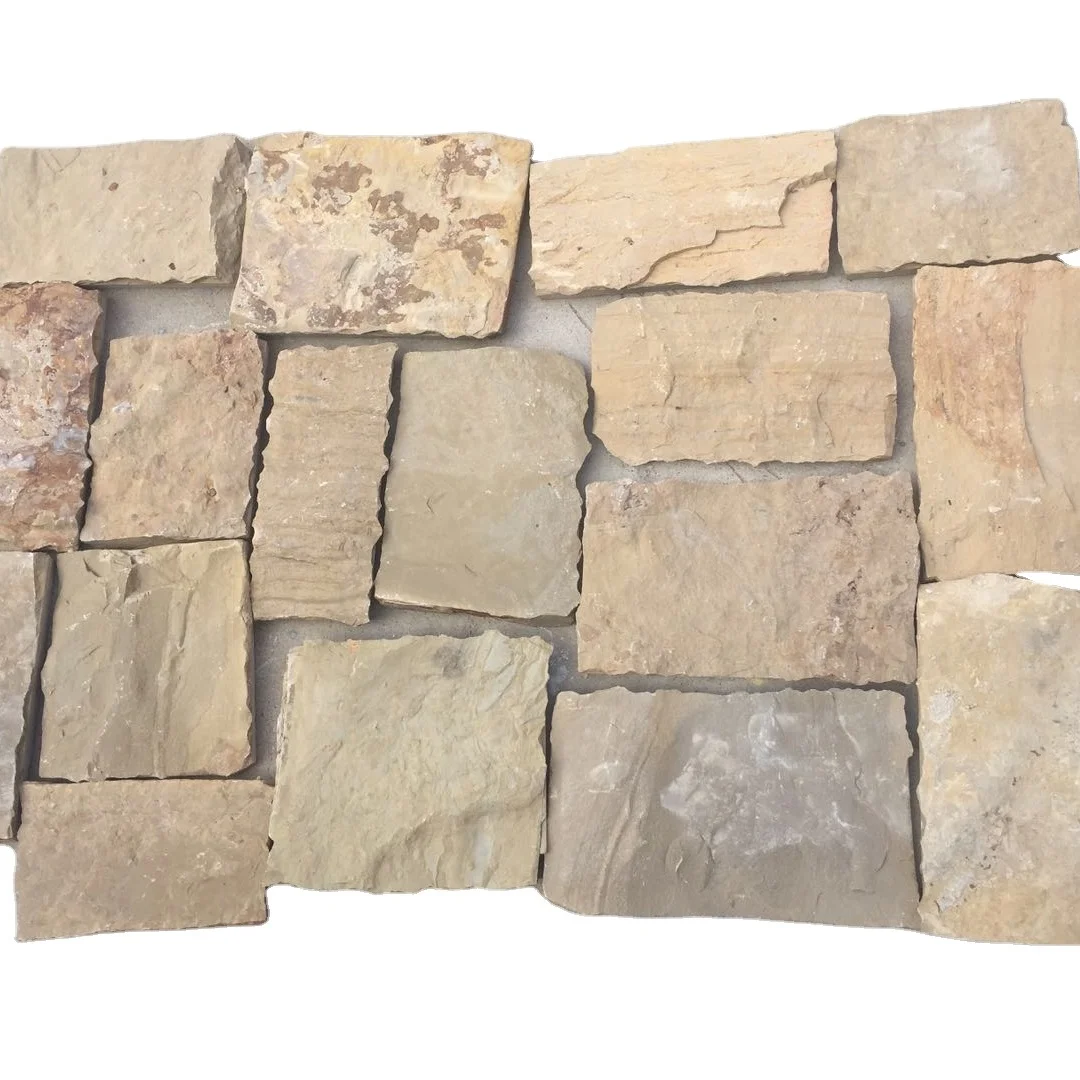 Natural Stone square Yellow Limestone Stone Loose Cladding Veneer for Exterior and Interior