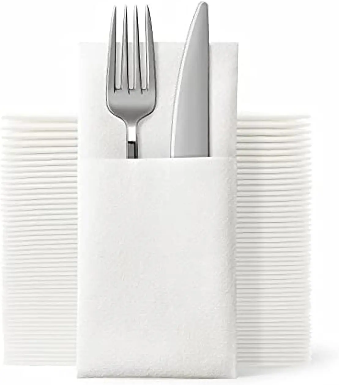 Disposable Napkins Wedding Party Linen Feel White Napkin, Folded for Silverware,100 Count