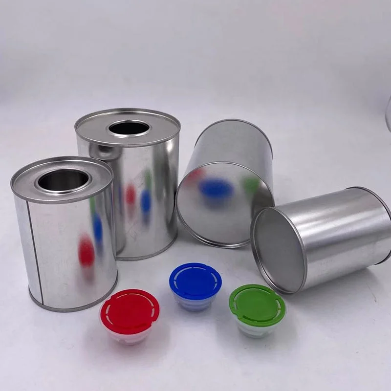 Factory Direct 100ml 200ml 250ml 500ml 800ml 1L round Metal Oil Tin Cans with Plastic Cap
