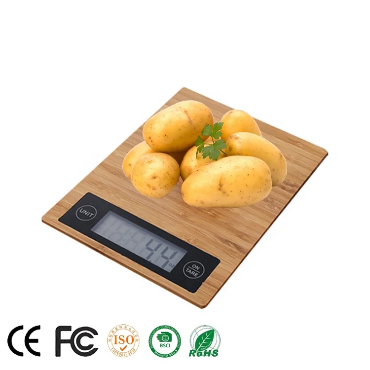 2021 Multifunction high precise 5kg bamboo digital electronic calorie Portable kitchen food scales with lcd