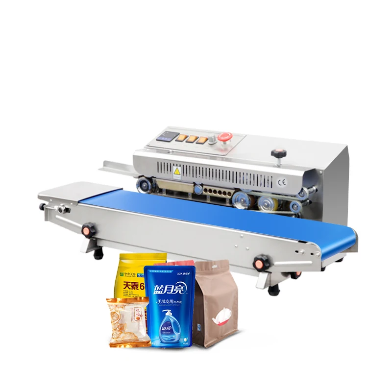 Packing Oil Food Pouch Heat Continuous Band Sealer Bag Sealing Machine Packing Plastic Inkjet Printer Flatbed Printer