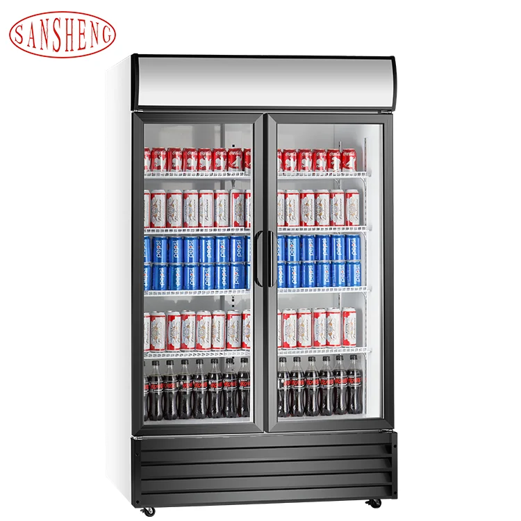 Supermarket Commercial Vertical Upright Freezers Display Refrigerator Beverage Cooler With Glass Door