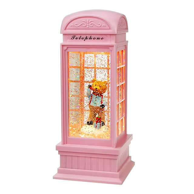 Телефонная будка подарок плюшевые мишки тедди для воды Спиннинг рыболовная снежный шар ко Дню Святого Валентина украшения
