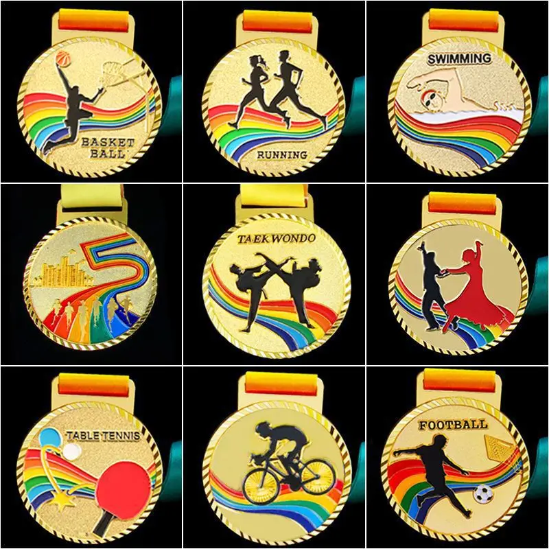 Low MOQ Manufacturers Custom Trophies Sports Medals Plaques Marathon Games Event Listing Honor Medals