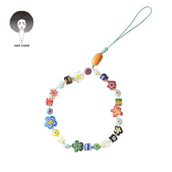 Ретро контрастные разноцветные сшитые мягкие керамики фрукты в этническом стиле рисовые бусины в богемном стиле Радужная смола со смайликом