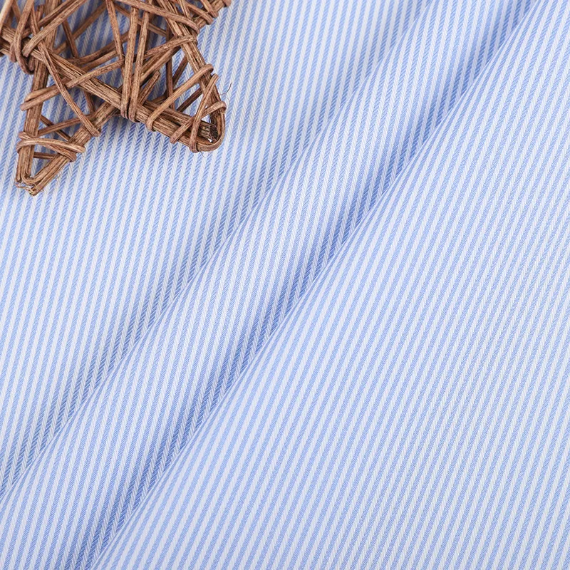 Shirt Stripe Professional Blue And White Bamboo Polyester Jacquard Stripe Shirt Fabric