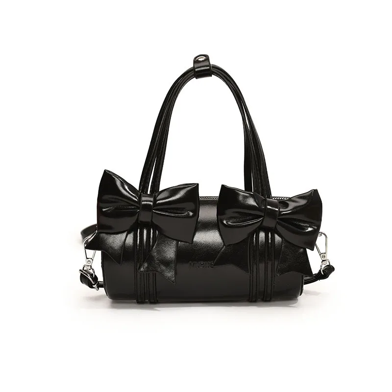 Wholesale Fashionable Single Shoulder Pillow Bag Big Bow Trimmed PU Leather Handbag