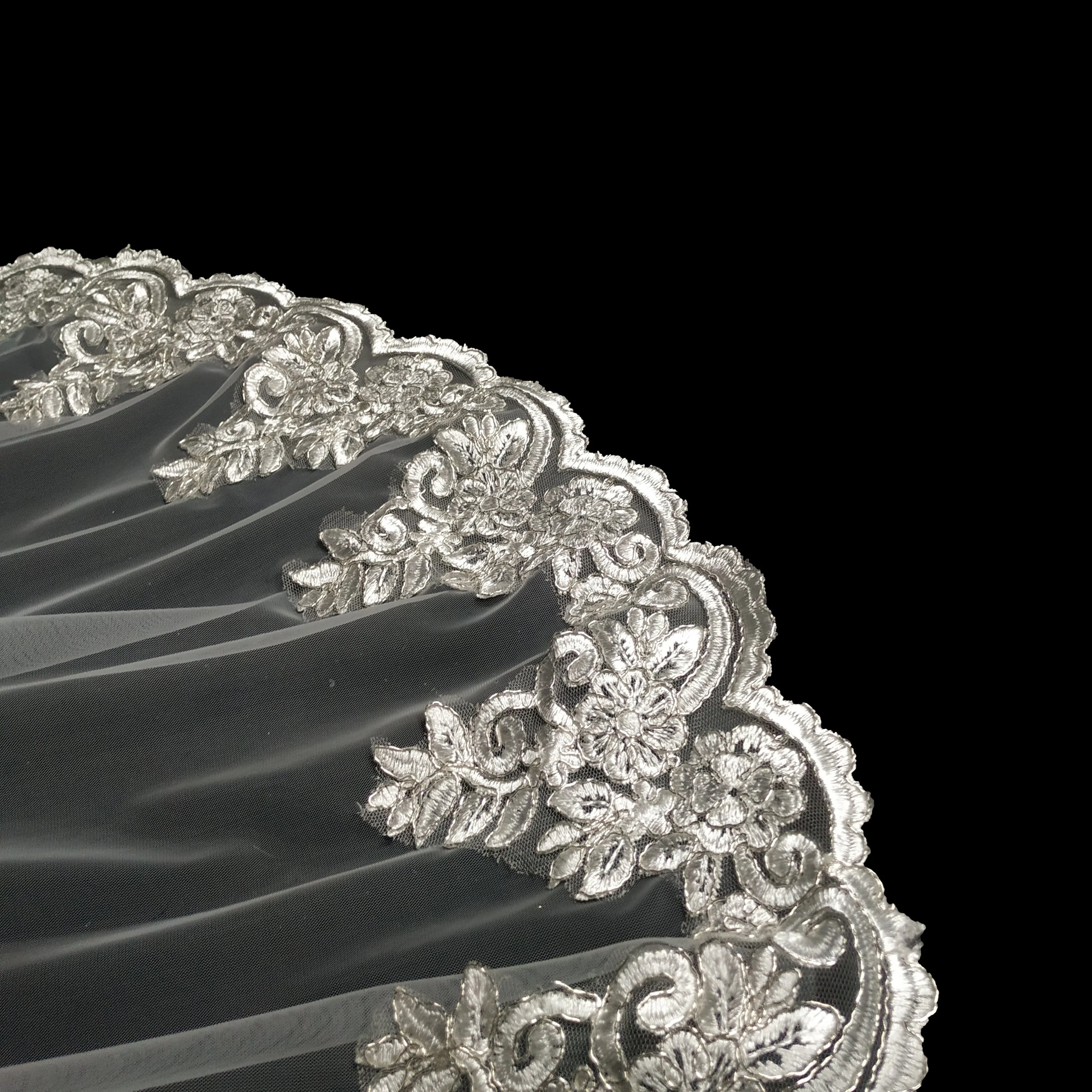 
Palace style silver lace bride veil 