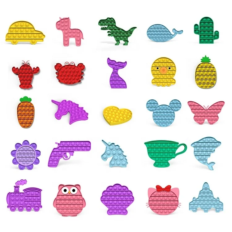 
Round Fish Square Mickey Crab Octopus Dinosaur Lobster Star Heart Butterfly Ananas Mermaide Unicorn Shape Pop It Fidget Toy 