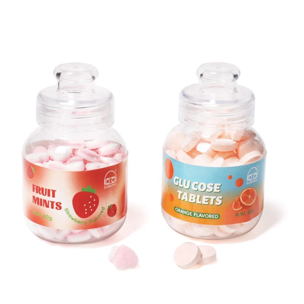 80g fruity candy confectionery sour candies sweets vitamin c candy  in plastic jar for children