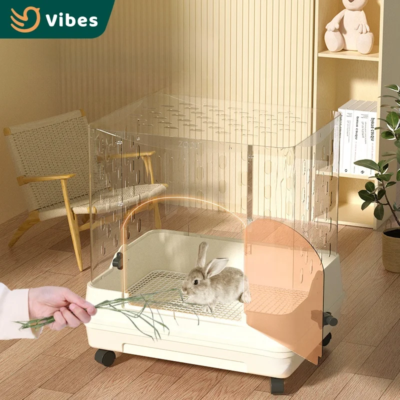 Wholesale Luxury Modern Indoor Rabbit/Hamster Cage Acrylic Transparent Design Pet Cages Rabbit With Rollers